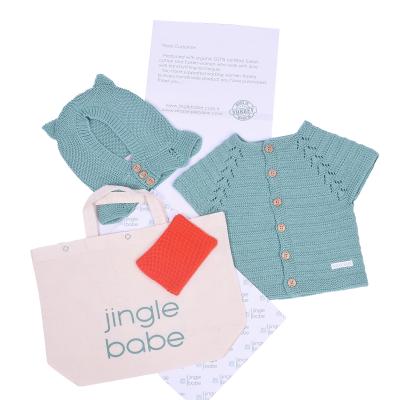 Organik Pamuk El Örgüsü Bebek Şapkası Hediyeli Set